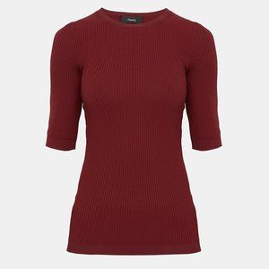 Theory Ribbed Nylon Crewneck Tee in Burgundy size M fits US 2-4 Brand New